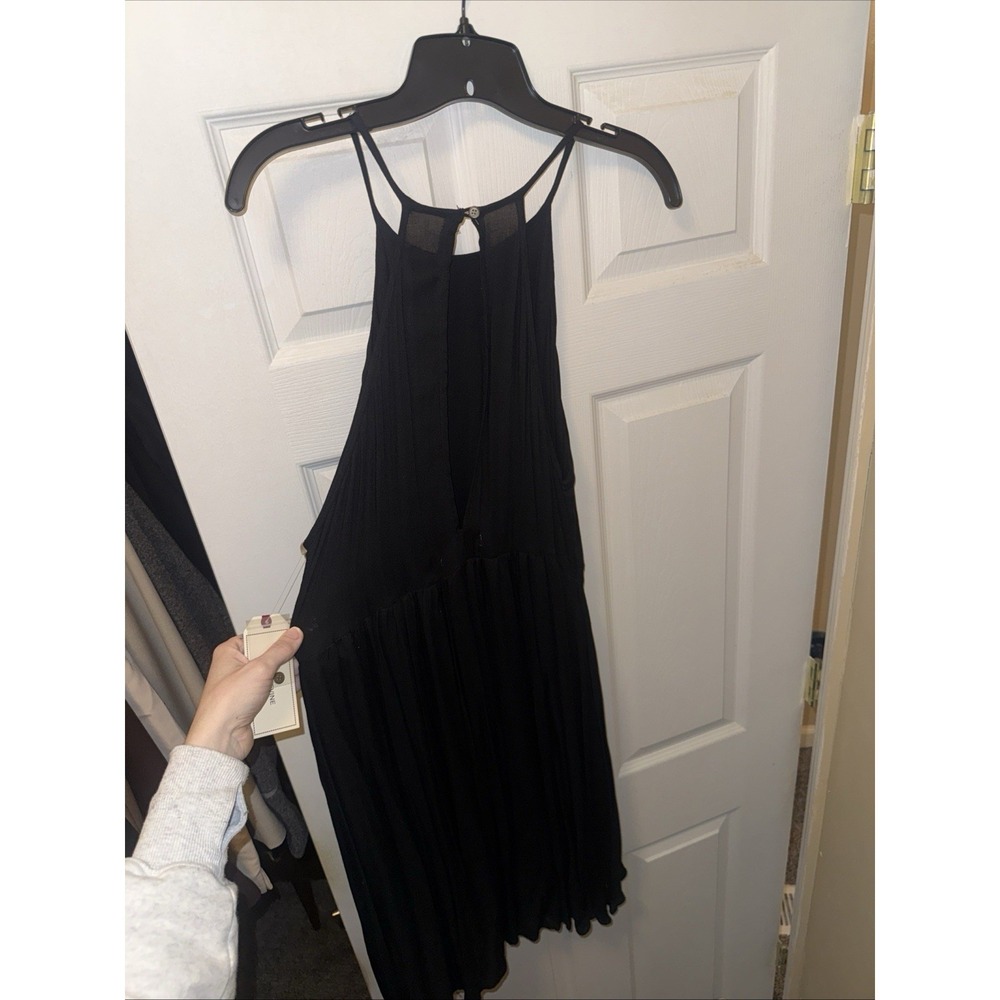 Black Dress Sleeveless High Neck By Adam Levine Flowy Sundress MIDI Size L NWT